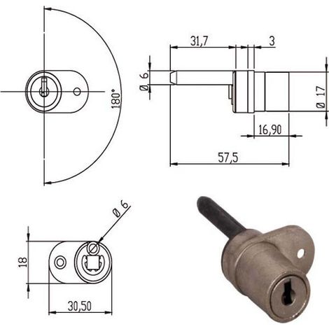 Cerradura para muebles con perno horizontal 163481 Omr