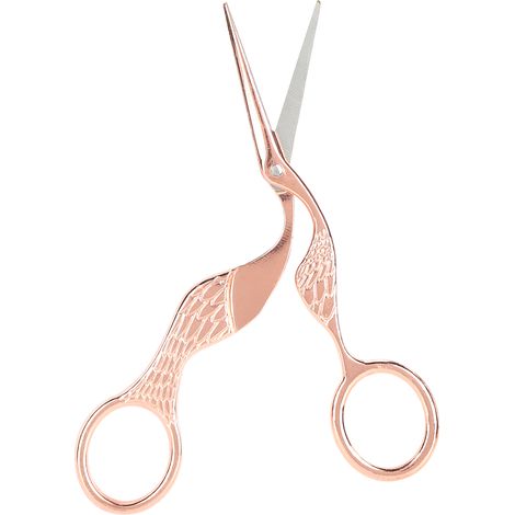 Ciseaux de couture vintage en forme d'oiseau, en acier inoxydable à pointe acérée, couleur or rose. (1/5)