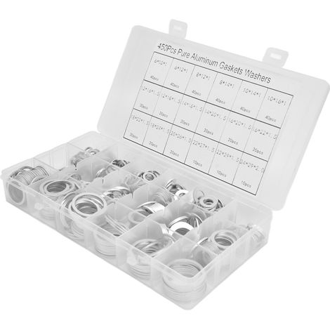 Kit de 450 rondelles plates rondes en aluminium pour joints d'étanchéité et accessoires de quincaillerie