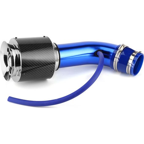 Kit de filtre à air automobile style fibre de carbone, tube en aluminium 76 mm 3 pouces, kit universel (tube en aluminium bleu moyen) (1/5)