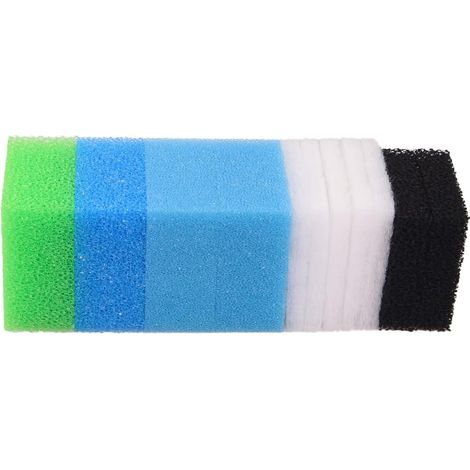 Compatible Mousse Filtrante pour Compact/Bioflow 3.0 / M (2X Bleu Fin, 1x Bleu Gros, 1x Vert, 2X Mousse au Charbon Actif, 5X Ouate Filtrante)