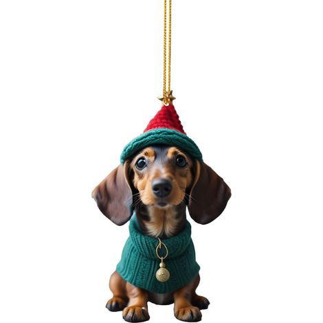 Statue Chien - Décoration Acrylique pour Arbre de Noël ou Jardin - Suspendu ou sur Pied - Multicolore - 1 Pièce (1/5)