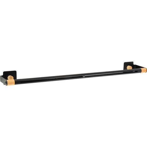 Barra di supporto per accessori in bambù personalizzabile in acciaio inox - nero opaco - Tendance