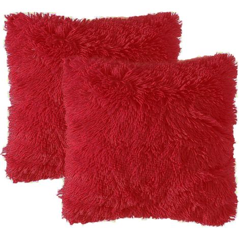 2er Set Kissenbezüge Künstlich Pelz Sofakissen Dekorative Dekokissen Kuschelkissen Plüschkissen Kuschelig Couchkissen Superweich Kissen Flauschig Kissenbezug für Sofa 40x40 cm Noir (1/5)