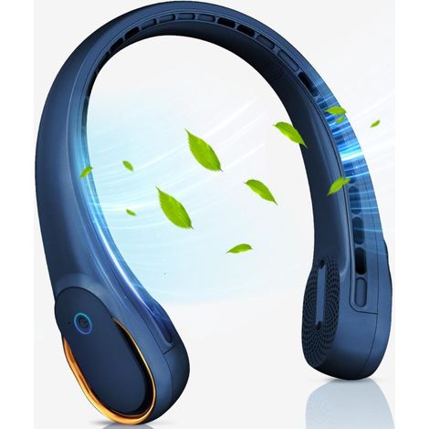 Ventilador de techo colgante sin aspas Irovami – Azul, 4000 mAh, 20 horas de duración de la batería, 3 velocidades, ultra silencioso – Para deportes, viajes y oficina