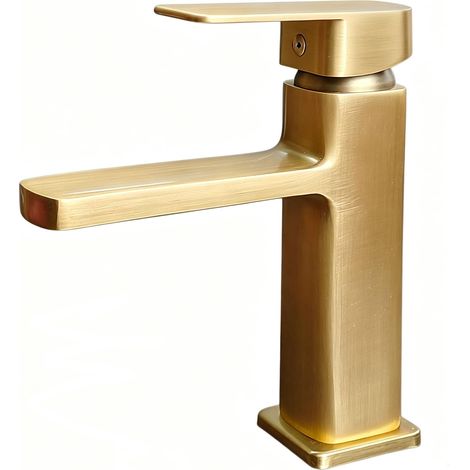 Robinet Lavabo Laiton Antique Mitigeur Carré Salle de Bain Rétro (1/5)