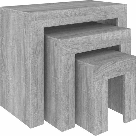 Maison Exclusive - Tavolini Salotto Impilabili 3pz Grigio Sonoma Legno Multistrato (1/5)