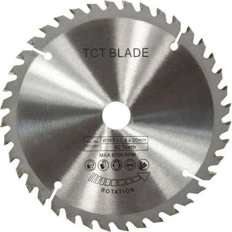 [JAMAIS UTILISÉ]165mm TCT Lame de scie circulaire Disque de coupe rotative en argent pour la coupe du bois 40 dents