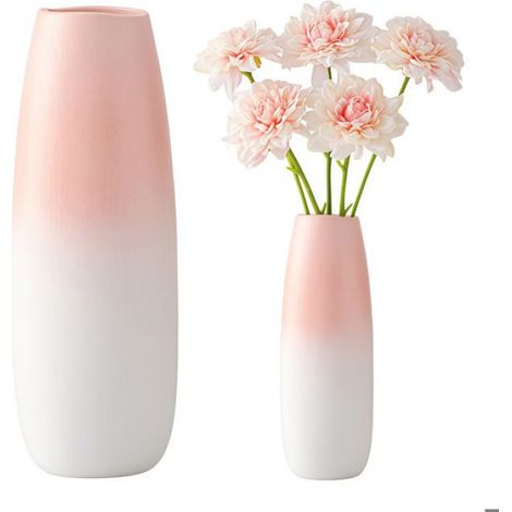 Vase 24x5cm rose dégradé diamètre 5cm forme cylindrique vase céramique objet de bureau décoration intérieure facile à nettoyer (1/3)