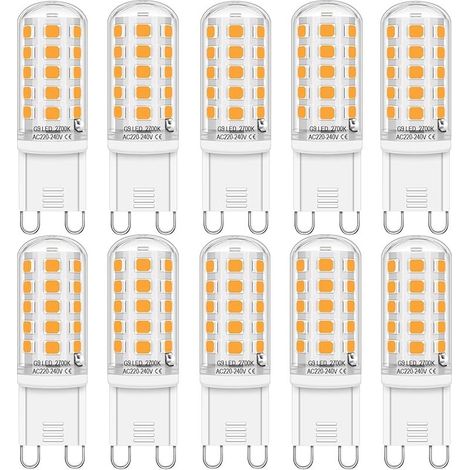 G9 LED Lampe für G9-Sockel, Warmweiß (2700K), 400 Lumen, 4W Ersatz für herkömmliche 30W-Leuchtmittel, nicht dimmbar, kein Flackern, 10-er Pack (1/5)