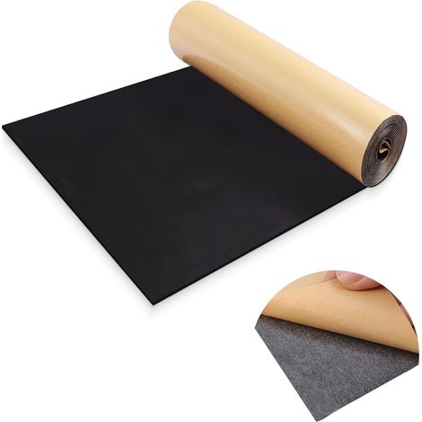 Plaque de mousse autocollante multifonctionnel rouleau de mousse tapis anti vibration isolation phonique (300mm×1,5mm×1,5m, Noir) (1/5)