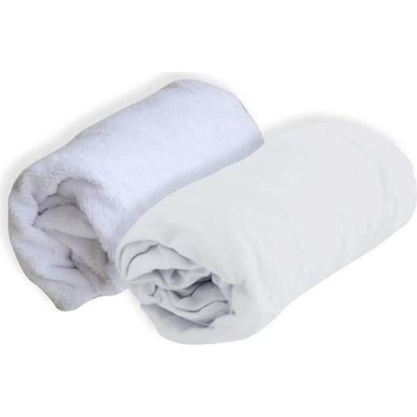 Alèse Et Drap Housse - 60x120 Cm - Polyuréthane + Jersey 100% Coton - Imperméable Respirant - Pour Lit Bébé - Lot De 2