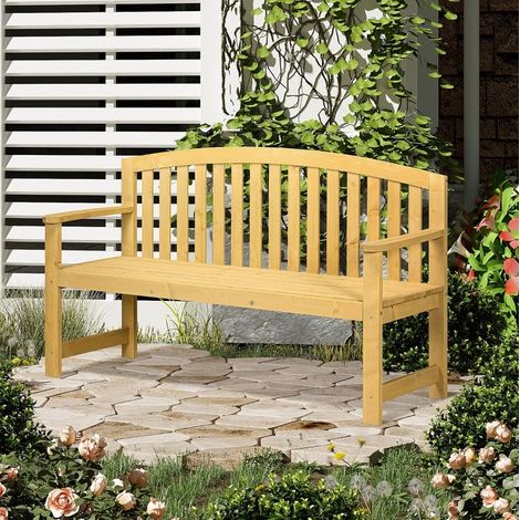 Panchina da giardino in legno a 2 posti con schienale, 143 x 51 x 85 cm, resistente all'acqua (1/5)