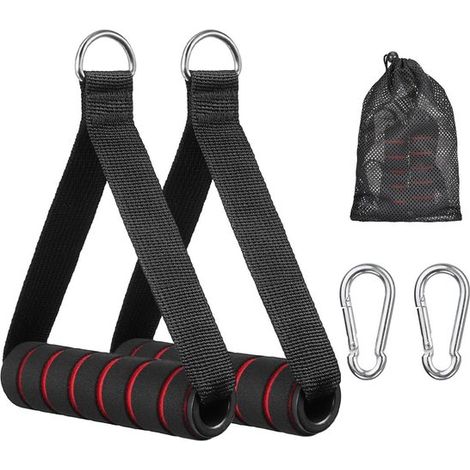 Empuñaduras de un solo mango para ejercicios de polea - 2 empuñaduras para ejercicios de tríceps, antideslizantes con 2 hebillas, accesorios de fitness (1/5)