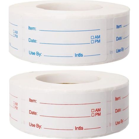Lot 2 Rouleaux 1000 Étiquettes Alimentaires Amovibles 2.5x5 cm Rouge et Bleu Pour Congélateur Stockage Rappel (1/5)