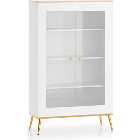 Vaisselier 2 portes Zora Blanc et Doré (1/5)