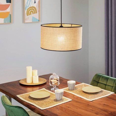 [NEUWERTIG] B-Ware Hängelampe Jute schwarz Pendelleuchte Lampe 1flammig Ø40cm natur Hängelampe (1/2)