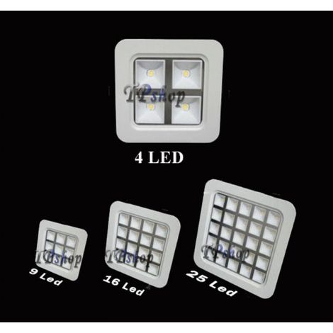 FARO FARETTO LED INCASSO A MOLLA 4W 9W 16W 25W QUADRATO BIANCO CON CELLE GRIGLIA 4W