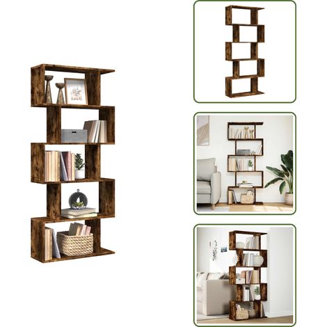 vidaXL Étagère séparatrice de pièce à 5 niveaux chêne fumé 70x24x161cm