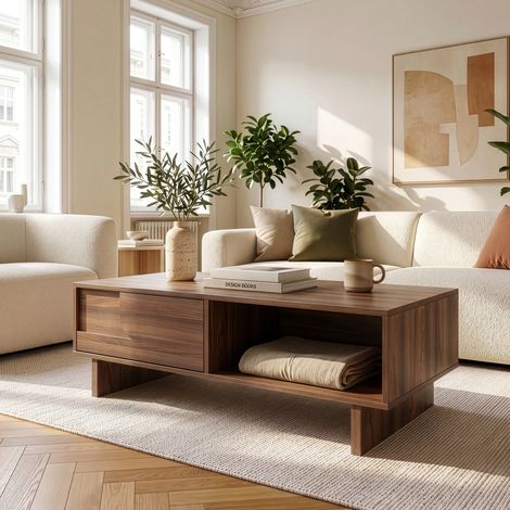 Table basse Katanshumn 110 x 55 x 39 cm effet noyer [en.casa]