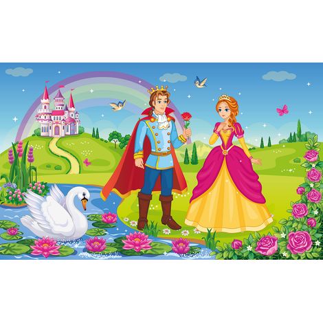 Papier peint panoramique Enfants - Prince et Princesse - 195 cm x 119 cm (1/2)