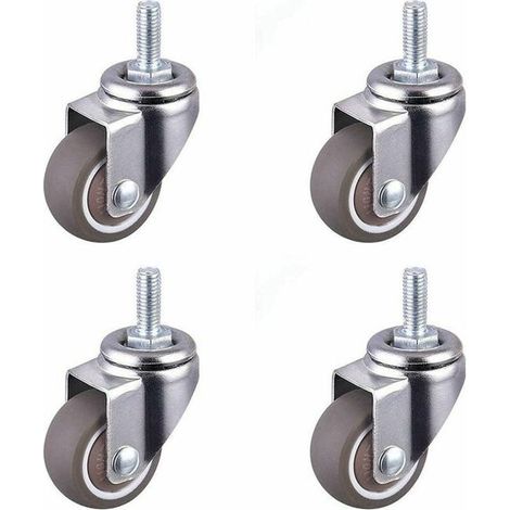 Ruote piroettanti universali, con stelo filettato, ruote in gomma, ruote di ricambio, diametro M8x15mm, 50mm, set da 4 pezzi (1/4)