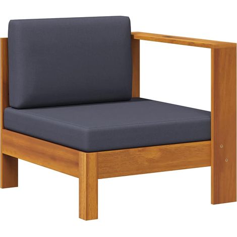 Canapé central avec 1 accoudoir, Canapé droit, Canapé relax Moderne Gris foncé Acacia solide MJU1708 (1/5)