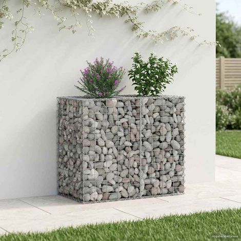 Gabionen Hochbeet Silber 90 x 50 x 80 cm Verzinkter Stahl