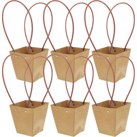 Sachets cadeaux en papier kraft imperméables pour fleurs, compatibles avec une utilisation manuelle (lot de 6). (1/5)