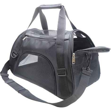 - Transporttasche für Katzen und Hunde - Reiseaccessoire - Wasserdichtes Oxford-Gewebe mit atmungsaktivem Netzgewebe - Für kleine Haustiere bis 5,9 kg - Schwarz - 45,5 x 24 x 30 cm (1/5)