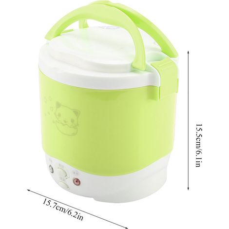 Olla a presión eléctrica multifuncional de 24 V, 140 W, 1 l con vaporera, ideal para llevar, perfecta para estudiantes y personas solteras, disponible en blanco, verde o rosa. (1/5)