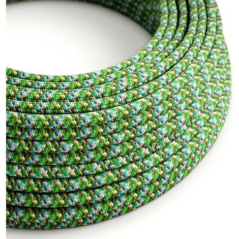 Creative-Cables Cavo elettrico rivestito in tessuto, Sezione 2 x 0,75 mm², 50 m, Pixel Verde RX05, Rotondo, effetto seta
