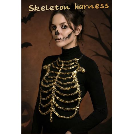 Halloween Skelett Schwarz und Gold Deko für Show (1/5)