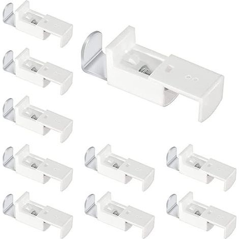 10 Pièces Support de Fixation pour Stores Plissés Tendus Attache de Support de Serrage en Métal, Supports de Serrage des Plis Tendus au Cadre de Fenêtre sans Outils sans Collage sans Perçage (1/5)