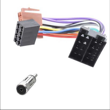adaptateur d'autoradio avec antenne DIN, fiche ISO 16 broches vers prise ISO femelle, rallonge avec pince 45, adaptateur radio enfichable