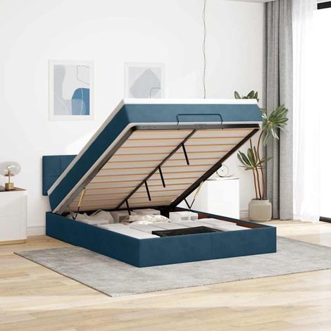Ottoman-Bett mit Matratze Dunkelblau 140x200 cm Samt (1/5)