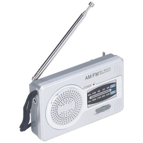 Radio portable AM FM - Modèle compact - Résistante à l'eau - Alimentation par 2 piles AA (1/4)