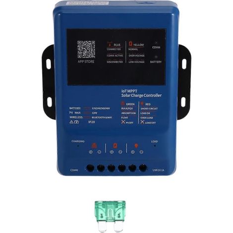 MPPT-Solarladeregler mit Fernsteuerungs-App (Bluetooth/WiFi), adaptiv für 12/24/36/48 V, kompatibel mit 120-V-Photovoltaikanlagen und allen Batterien. (1/5)