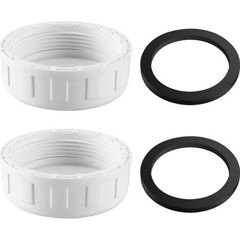 2 Pack PVC Threaded Plugs, 2 Inch PVC Round Female Thread Pipe Fitting with Rubber Seal for Sealing Pipe Fittings and Pipe Ends, White (1/5)