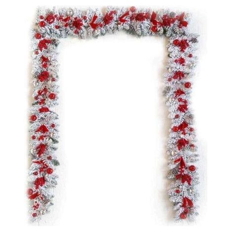 Couronne de Noël artificielle en rotin recouvert de neige, arbre renversé, nœud rouge, ruban, mise en page de la scène, boules brillantes, décoration de porte de Noël, guirlande suspendue pour fête (1/4)
