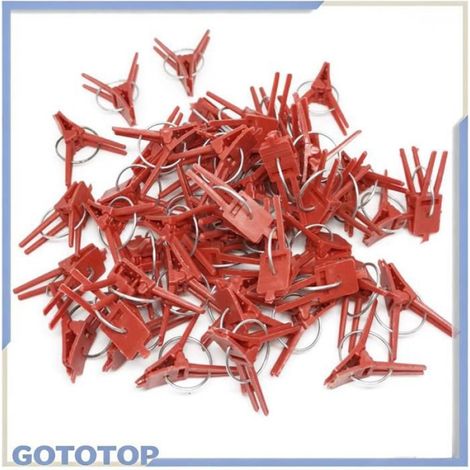 Fdit Clips de greffe des plantes 100pcs plantes clips greffes Clips de greffage en plastique Clips jardin ustensiles Rouge Rouge (1/5)