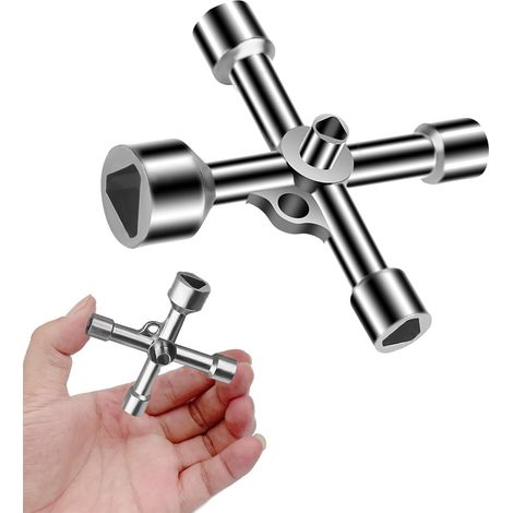 Llave triangular de 4 vías, 5 tamaños: 7 mm/10 mm/12 mm/13 mm/18 mm. Llave triangular para servicios públicos, para cajas de conexiones eléctricas, de gas, de agua y de contadores, armarios y cajas pl (1/4)