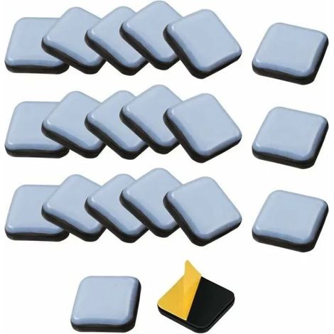 Lot de 20 patins de protection auto-adhésifs en téflon pour meubles carrés, protections de chaise en téflon de 30 mm (1/5)