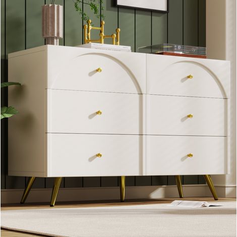 Kommode Schubladen Aufbewahrung 120 cm Cremeweiß OKMYHOME (1/5)