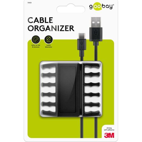 Goobay 70433 organizador de cables Escritorio Soporte para cables Negro 2 pieza(s) (1/5)