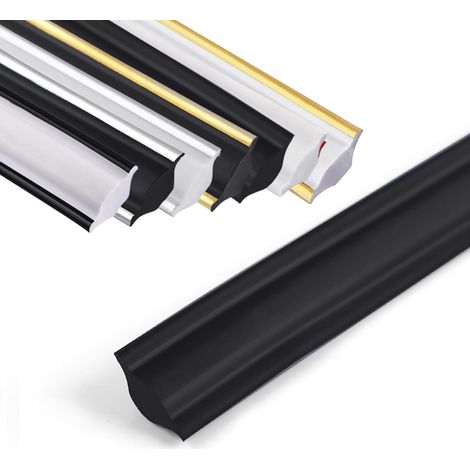 Moulure de plafond autocollante - 5 m - En PVC - Flexible et légère - Pour bords muraux, carreaux (noir moyen) (1/5)