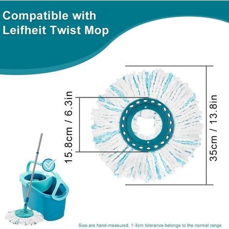 Kompatibel mit Leifheit-Besen, 4 Ersatzbesenköpfe, eine Bürste mit harten Borsten, eine Reinigungsbürste, Zubehör für einen drehbaren Besenkopf, 2 Tücher und 2 Bürsten. (1/5)