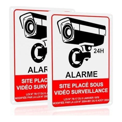 2 Pièces Panneau Camera Surveillance Exterieur Aluminium 18×25 cm, Pancarte Site Sous Video Alarme pour Propriété Privée, Résistant aux UV, Imperméable, Avec Trous Percés Red - (1/5)