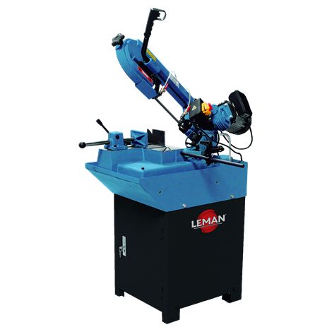 LEMAN - Sierra de Cinta para Metal SRM150 de 550W Corte hasta Ø150 mm Lubricación Automática Arco Giratorio 0°-60° Base Incluida Fundición Gris Reforzada