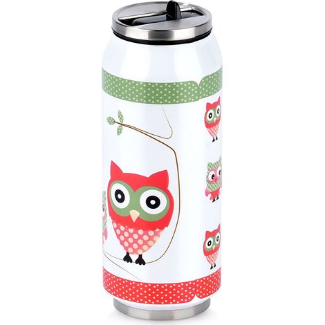 Thermobecher, Dose, Eulenflasche für Kinder, Thermoskanne für Getränke, 400 ml